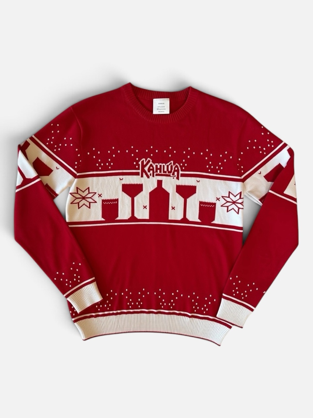 Kahlúa Red/White Pullover Ugly Christmas Sweater Size Medium